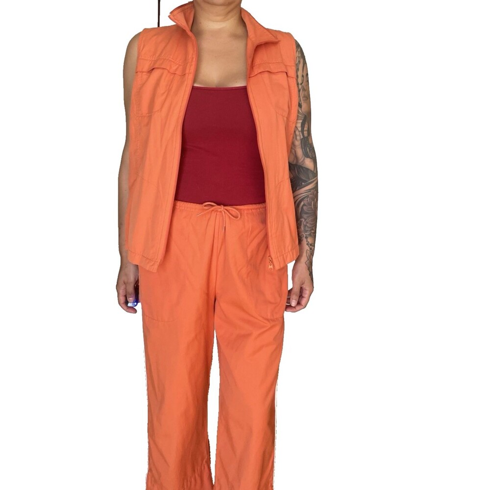 Size 1 Chico's Crop Pants & Zip Up Comfort Travel Set Knit Orange White Stripe